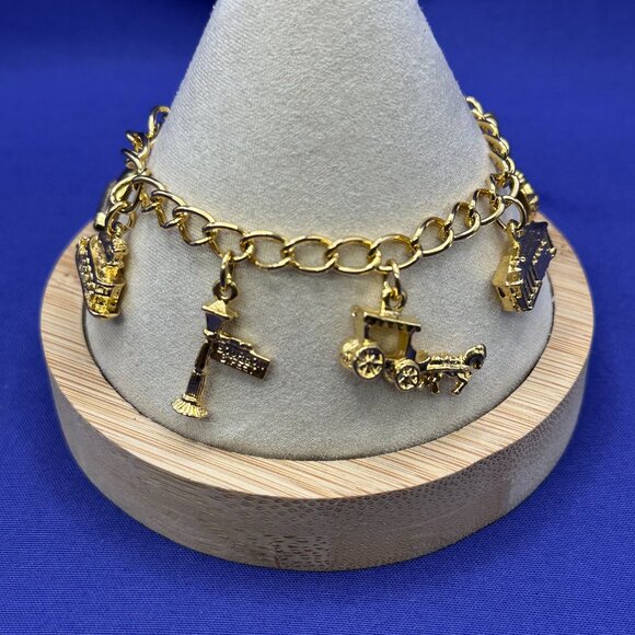 New Orleans Themed Gold-Tone Charm Bracelet - Picture 10 of 14